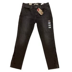 Levi's 711 Skinny Ankle‎ Jeans Size 10 W30 Dark Wash Denim Floral Embroidered